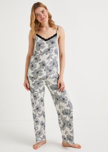 Cream Floral Cami Pyjama Set