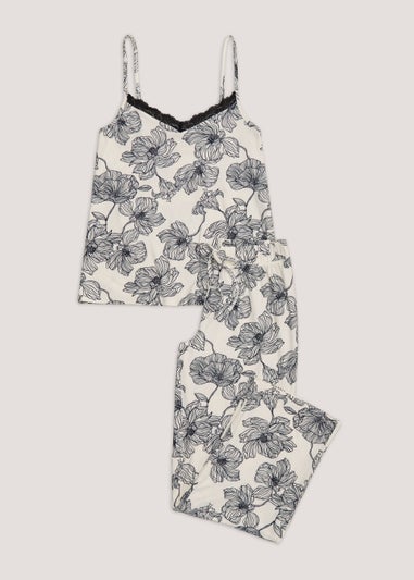 Cream Floral Cami Pyjama Set