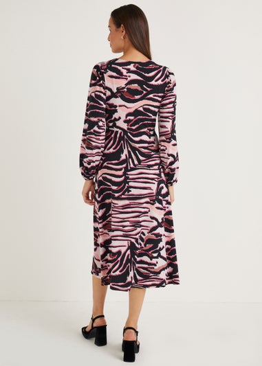 Et Vous Pink Animal Print Midi Dress