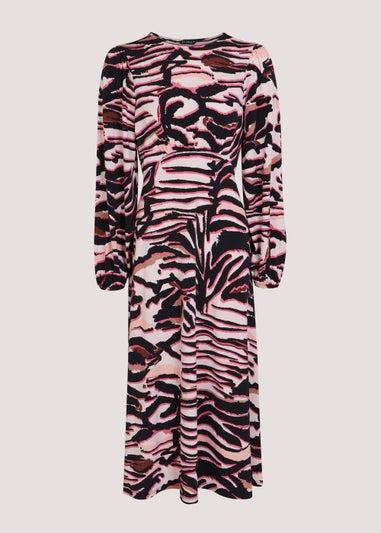 Et Vous Pink Animal Print Midi Dress