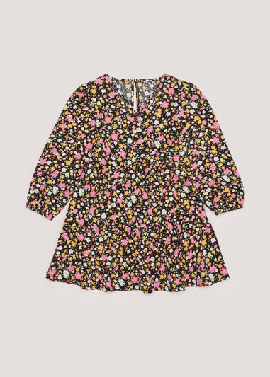 Girls Floral Crinkle Wrap Dress (4-13yrs)