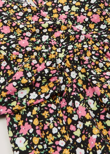 Girls Floral Crinkle Wrap Dress (4-13yrs)