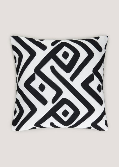 Black Geometric Outdoor Cushion (43cm x 43cm)