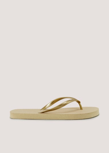 Gold Flip Flops - Matalan