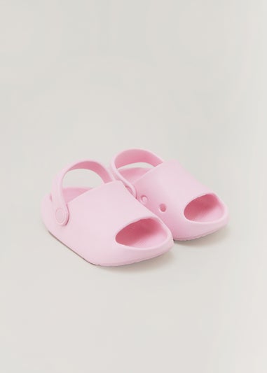 Girls Pink Chunky Sliders (Younger 4-12)