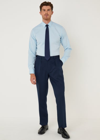 Taylor & Wright Blue Textured Regular Fit Shirt