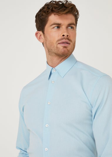 Taylor & Wright Blue Textured Regular Fit Shirt