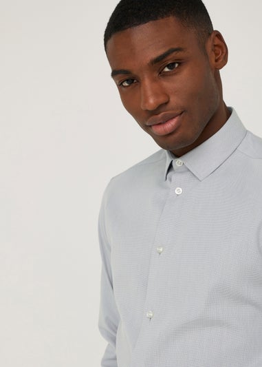 Taylor & Wright Grey Textured Slim Fit Shirt