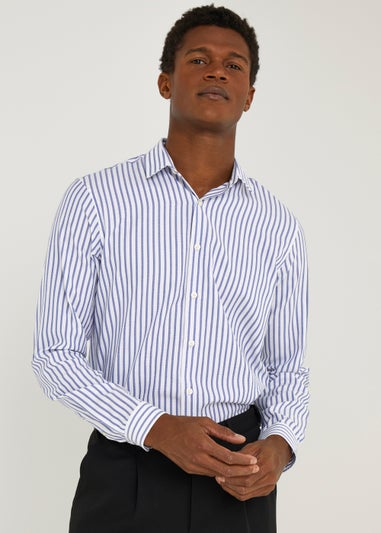 Taylor & Wright Navy Stripe Slim Fit Shirt - Matalan