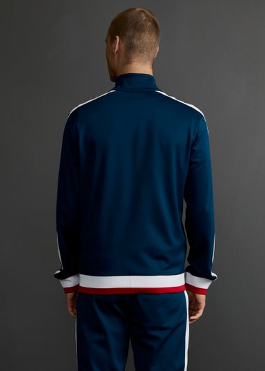 Y.O. Navy Side Stripe Zip Up Tracksuit Top