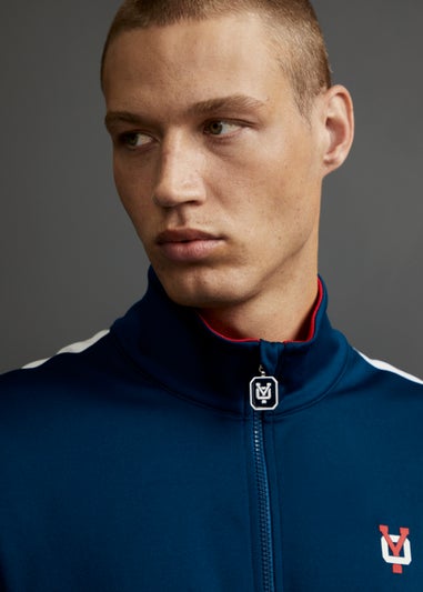 Y.O. Navy Side Stripe Zip Up Tracksuit Top