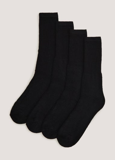 4 Pack Black Sports Socks - Matalan