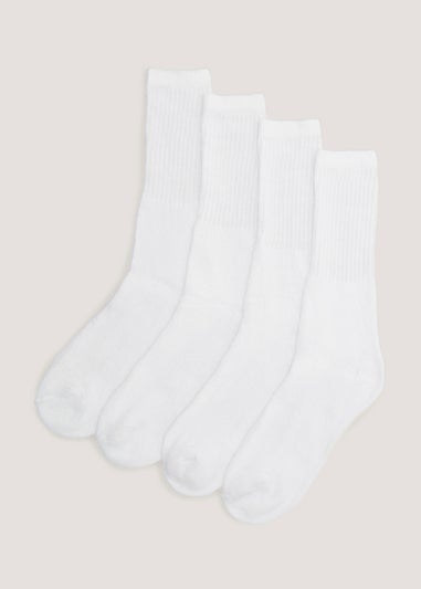 4 Pack White Sports Socks - Matalan