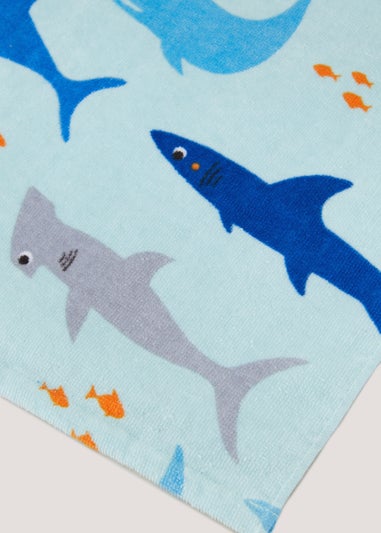 Kids Blue Shark Beach Towel (150cm x 70cm)