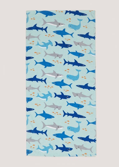 Kids Blue Shark Beach Towel (150cm x 70cm)