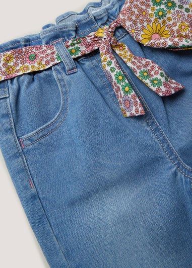 Girls Denim Floral Flared Jeans & Headband Set (9mths-6yrs)