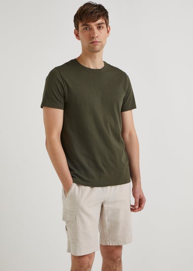 Stone Linen Blend Cargo Shorts