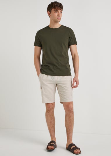 Stone Linen Blend Cargo Shorts
