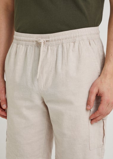 Stone Linen Blend Cargo Shorts