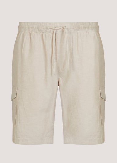 Stone Linen Blend Cargo Shorts