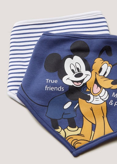 2 Pack Blue Disney Mickey & Pluto Bandana Bibs