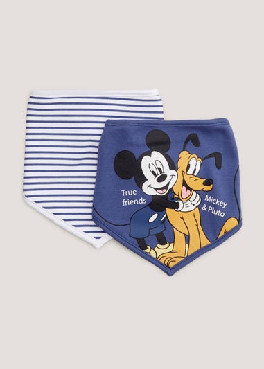 2 Pack Blue Disney Mickey & Pluto Bandana Bibs