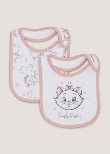 2 Pack White Disney Marie Bibs