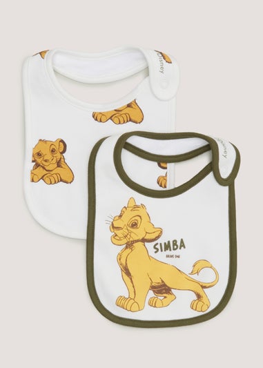 2 Pack Cream Disney Simba Bibs