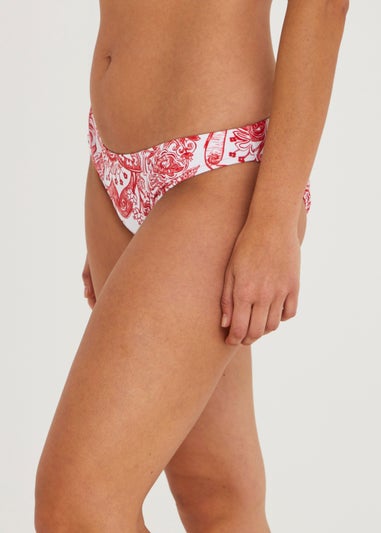 Red & White Paisley Bikini Bottoms