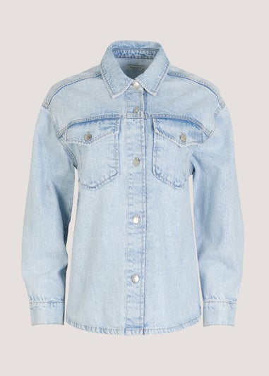 Papaya Petite Light Wash Denim Shacket