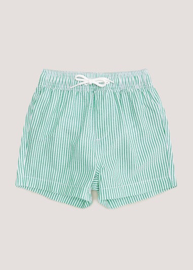 Boys Mini Me Green Seersucker Swim Shorts (9mths-6yrs)