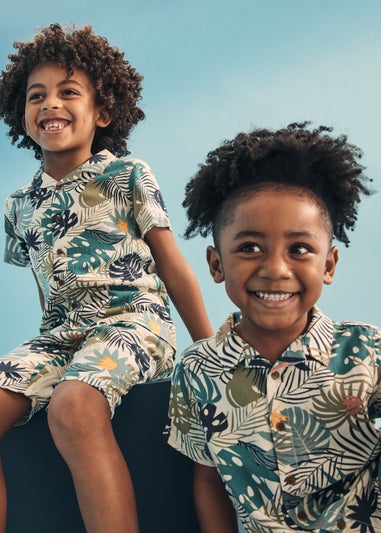 Boys Mini Me Tropical Shirt & Shorts Co-Ord Set (9mths-3yrs)