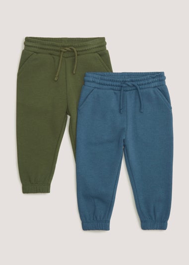 Boys 2 Pack Khaki & Teal Joggers (9mths-6yrs)