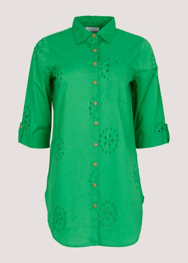 Green Broderie Beach Shirt