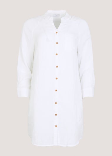 White Double Cloth Beach Shirt