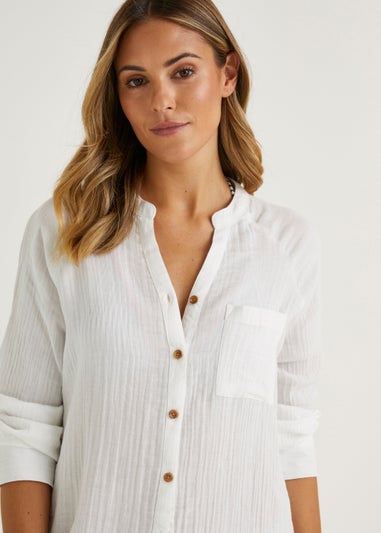 White Double Cloth Beach Shirt