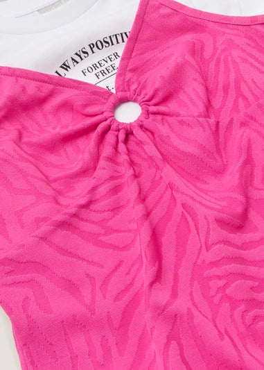 Girls 2 in 1 Pink Zebra Print Ring Dress (4-13yrs)