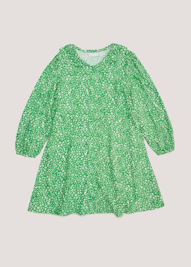 Girls Green Floral Dress (4-13yrs)