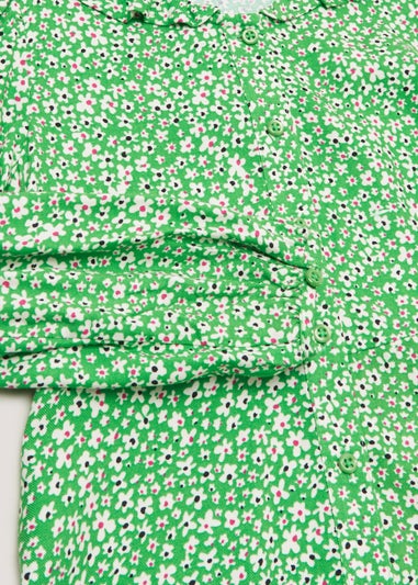 Girls Green Floral Dress (4-13yrs)