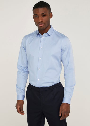 Taylor & Wright Blue Satin Slim Fit Shirt