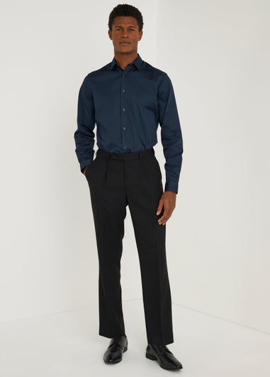 Taylor & Wright Navy Satin Slim Fit Shirt