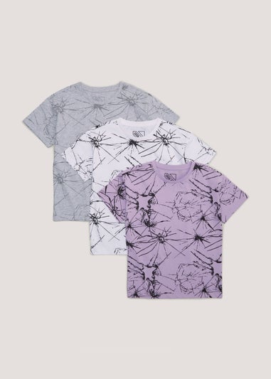 Boys 3 Pack Glass Print T-Shirts (4-13yrs)