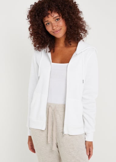 White Zip Up Hoodie - Matalan