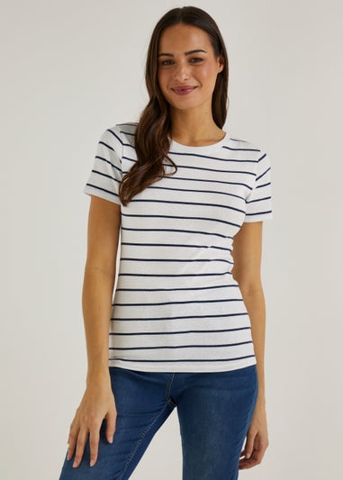 White Stripe Print T-Shirt