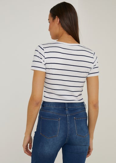 White Stripe Print T-Shirt