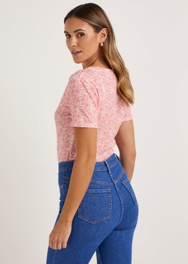 Coral Floral Print T-Shirt