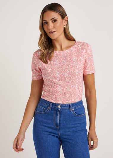 Coral Floral Print T-Shirt