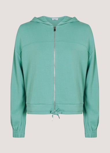 Teal Drawcord Zip Up Co-Ord Hoodie