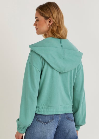 Teal Drawcord Zip Up Co-Ord Hoodie