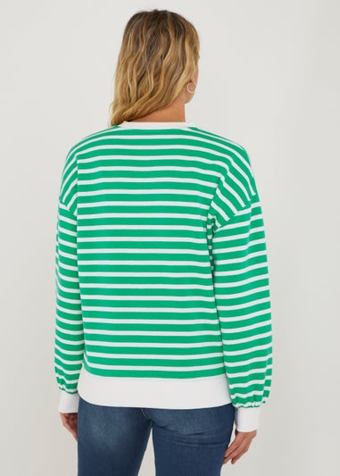Green Stripe Volume Sleeve Sweatshirt